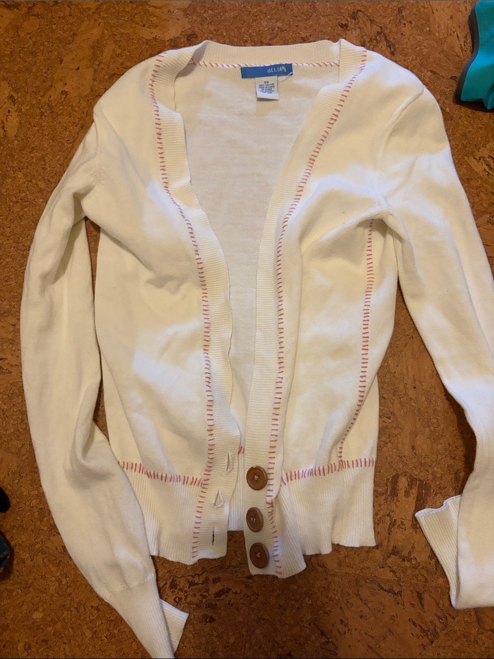 Delia’s Cardigan XS with Pink Stitching